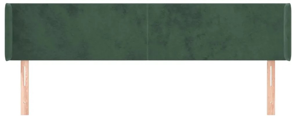 Cabeceira de cama c/ abas veludo 183x16x78/88cm verde-escuro