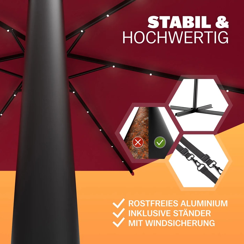 Guarda-sol solar cantilever LED Haiti Ø300cm Proteção UV 80+ vermelho