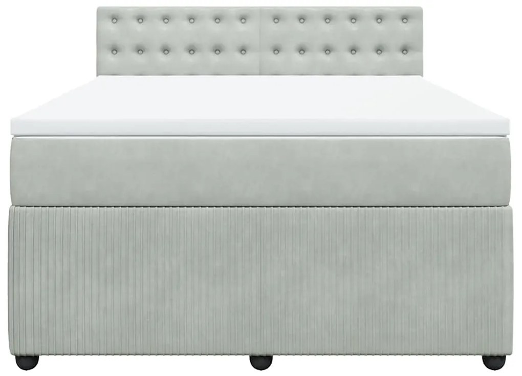 Cama com molas/colchão 140x200 cm veludo cinzento-claro