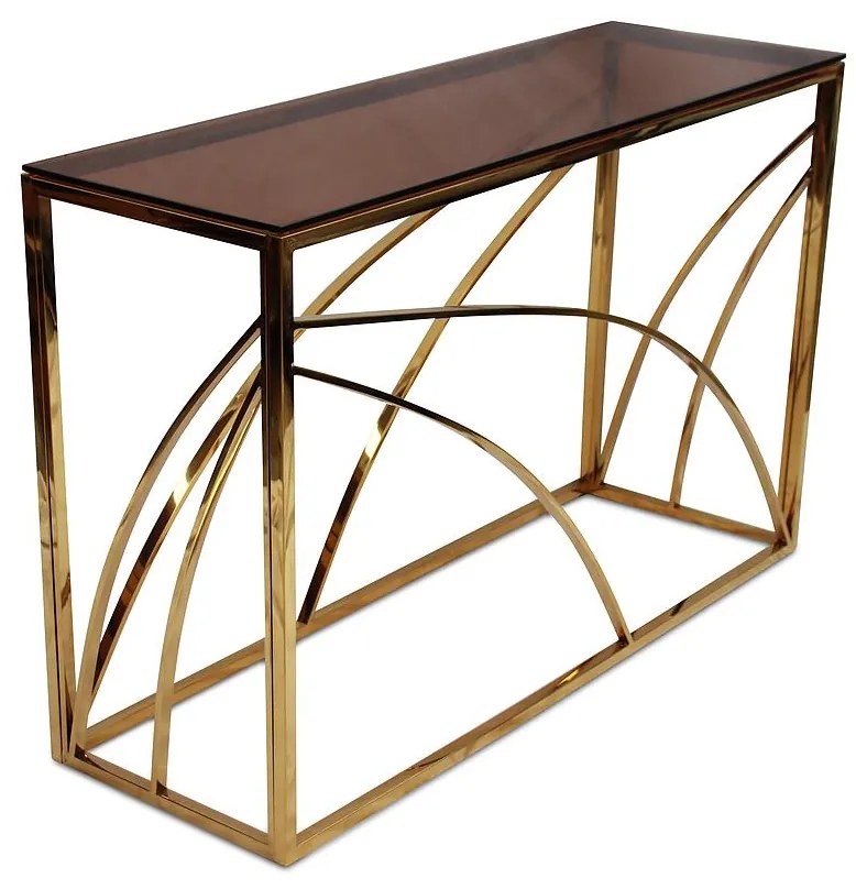 Consola Olívia (metal + vidro) - Dourado