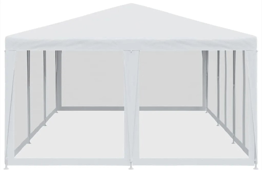 Tenda p/ festas c/ 10 paredes laterais malha 6x4 m PEAD branco