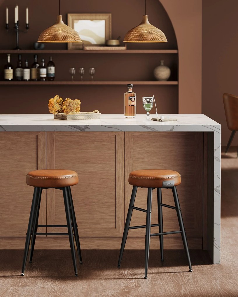 Bancos de bar, conjunto 4 unidades Coleção EKHO 49,5 x 49,5 x 63 cm Castanho Caramelo