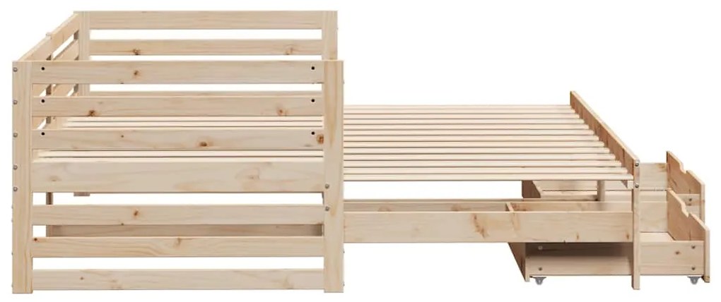 Sofá-cama com gavetas 90x200 cm madeira de pinho maciça
