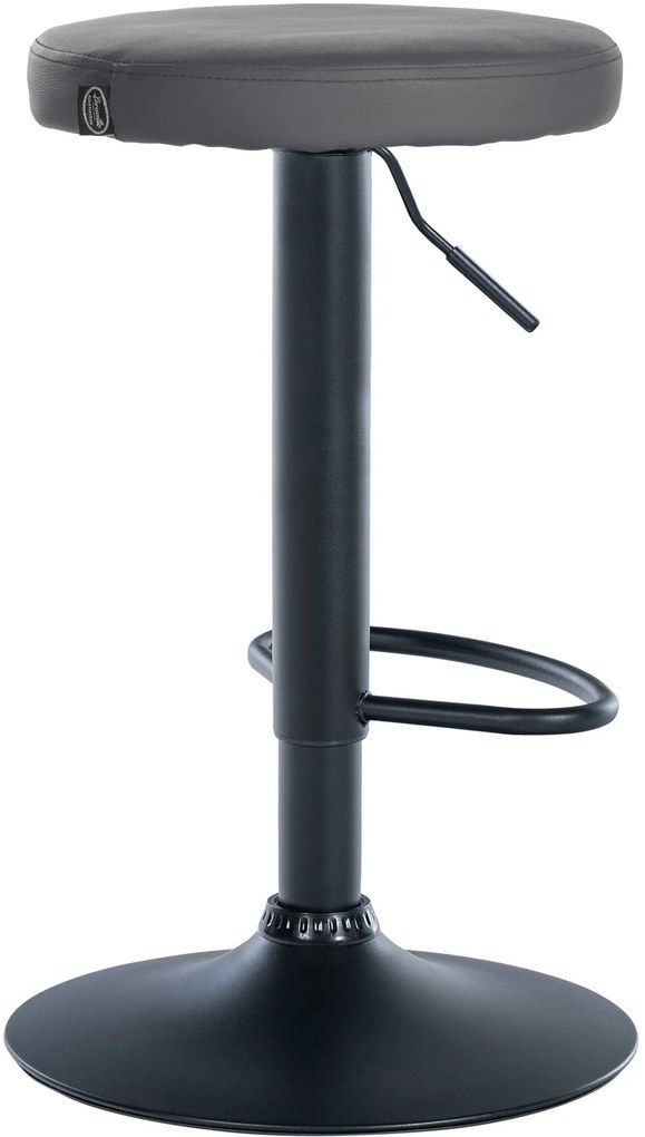Banco de bar Ponte em couro sintético e com estrutura preta 38,5 x 60-81 x 38,5 cm Cinzento