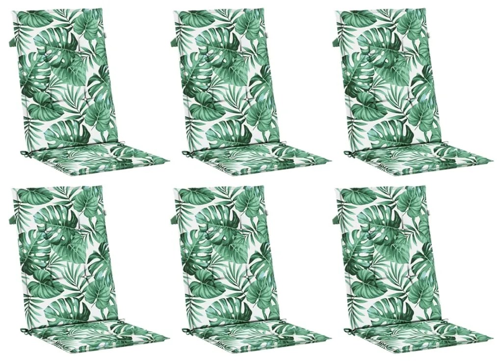 Almofadões cadeira de encosto alto 6 pcs tecido folhas