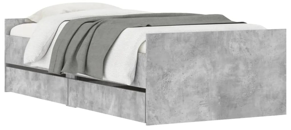 Estrutura de cama com gavetas 90x200 cm cinzento-cimento