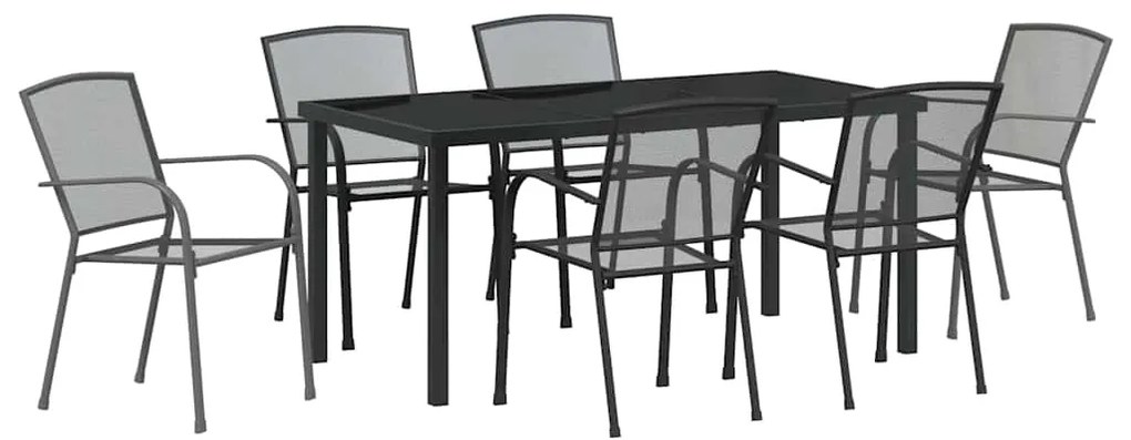 Conjunto de Jantar para Jardim de 7 Peças em Aço Antracite