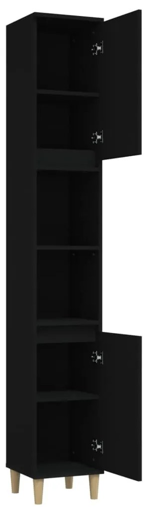 Armário casa de banho 30x30x190 cm derivados de madeira preto