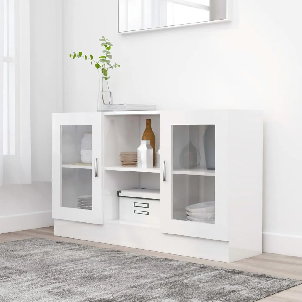 Aparador Vitrine Real de 120 cm - Branco Brilhante - Design Moderno