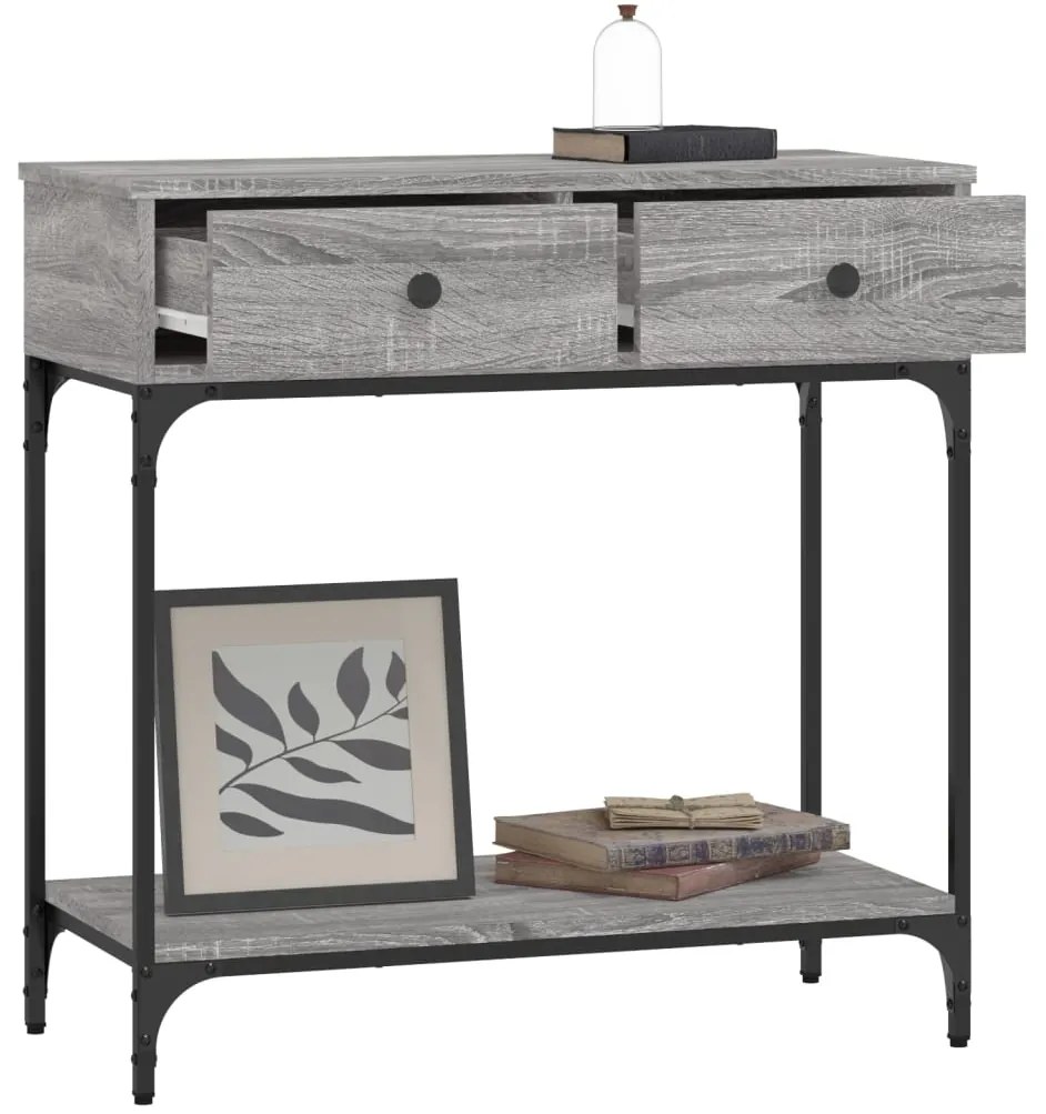 Mesa consola 75x34,5x75 cm derivados de madeira cinzento sonoma