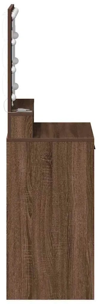 Mesa de Maquilhagem vidaXL com Luzes LED em Castanho Carvalho 50x41x13