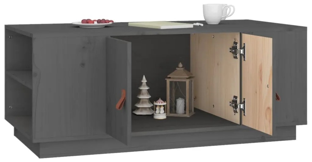 Mesa de centro 100x50x41 cm madeira de pinho maciça cinza