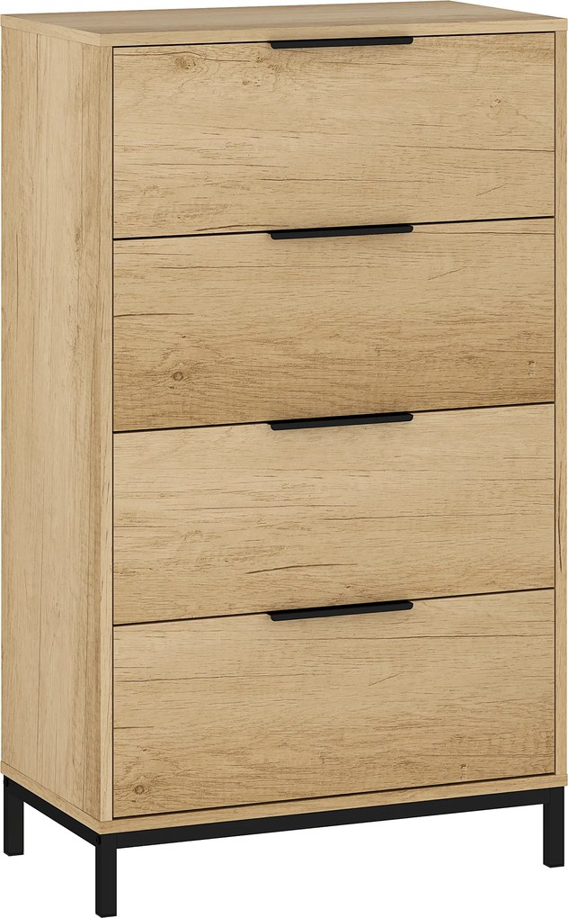 HOMCOM Cómoda de 4 Gavetas Cómoda para Dormitório Alta com Puxadores Metálicos Cómoda Estreita para 62x35x105 cm Castanho Rústico | Aosom Portugal