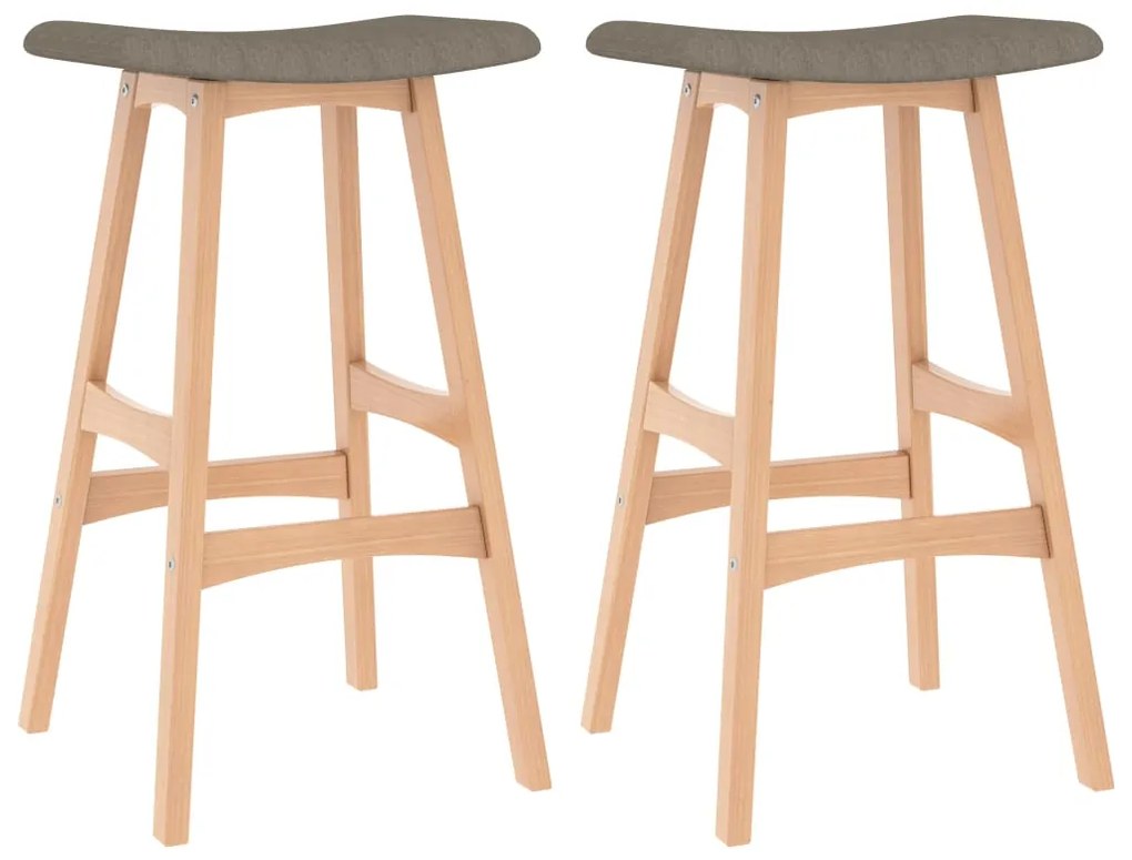 289396 vidaXL Bancos de bar 2 pcs tecido cinzento-acastanhado