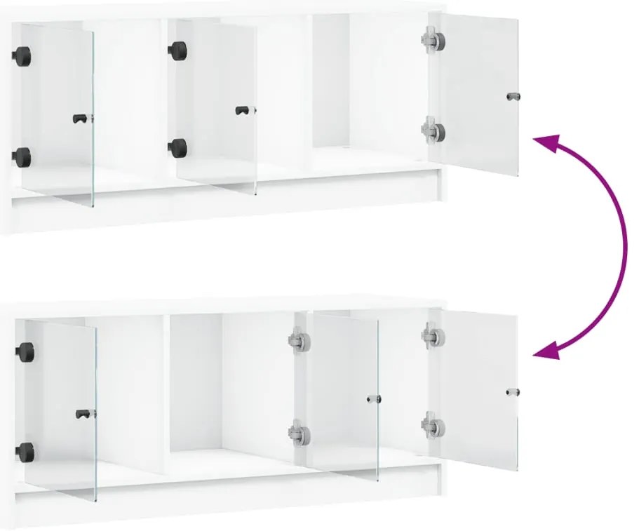 Móvel de TV c/ portas de vidro 102x37x42 cm branco