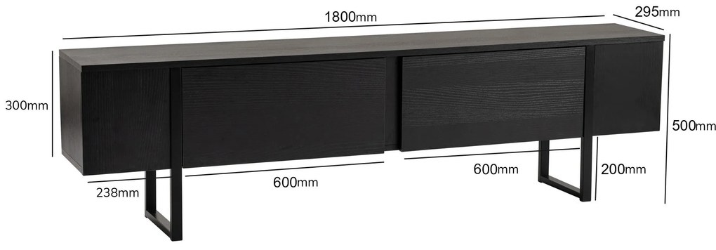 Móvel TV Serenity – Preto Madeira – 180x50x29,5 cm