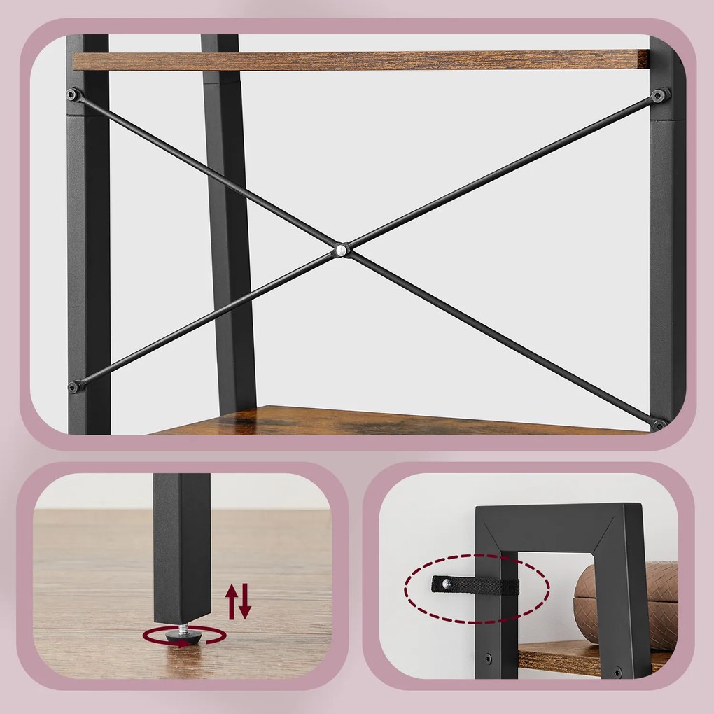 Estante com 5 prateleiras, estante para livros, moderna 34,5 x 56 x 171,5 cm castanho-preto