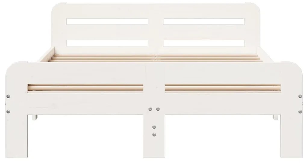 Cama sem colchão 135x190 cm madeira de pinho maciça branco
