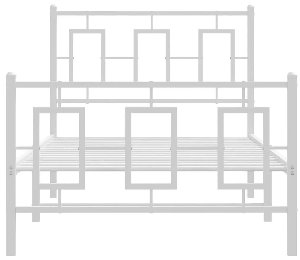 Estrutura de cama com cabeceira e pés 90x190 cm metal branco