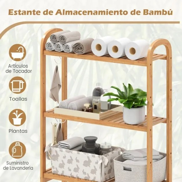 Organizador de casa de banho de bambu de 3 níveis, prateleiras ajustáveis