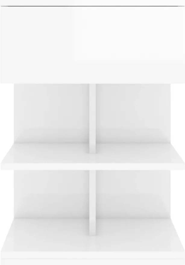 Mesa de cabeceira derivados de madeira branco brilhante