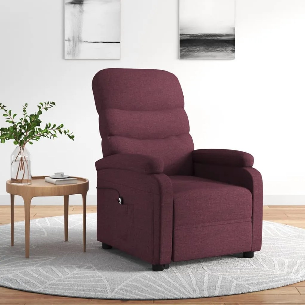 vidaXL Poltrona elevatória tecido roxo