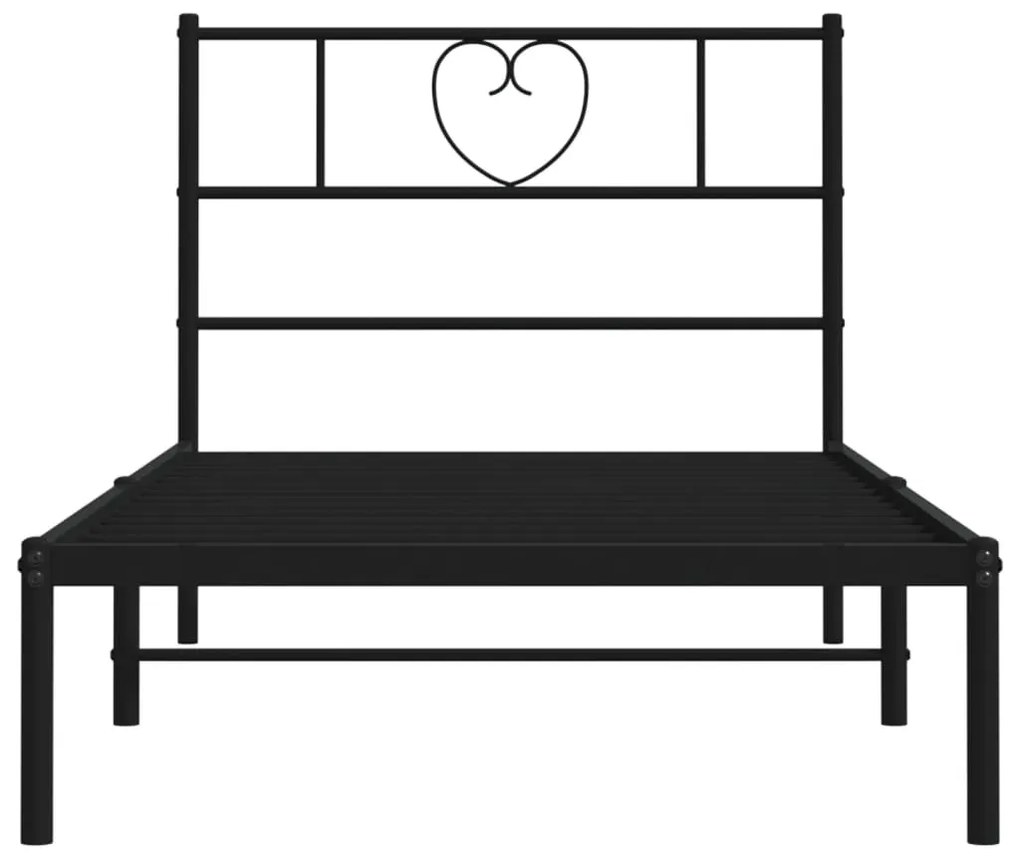 Estrutura de cama com cabeceira 90x190 cm metal preto