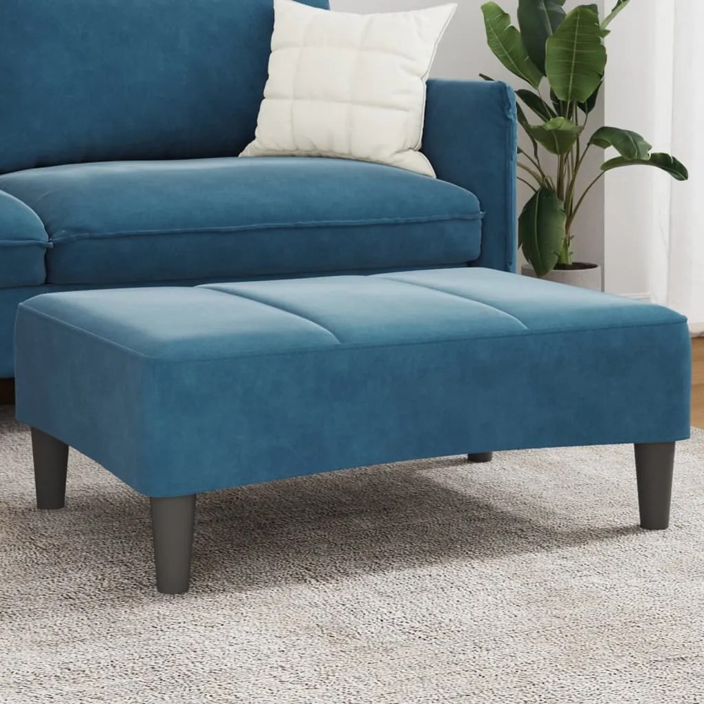 Apoio de pés 77x55x31 cm veludo azul