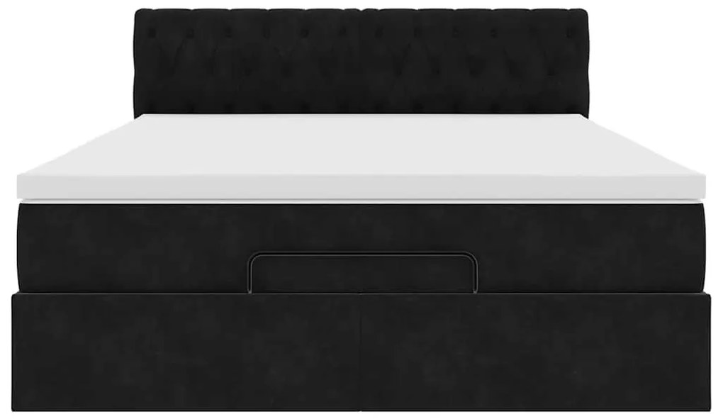 Estrutura de cama otomana com colchão 140x200 cm veludo preto
