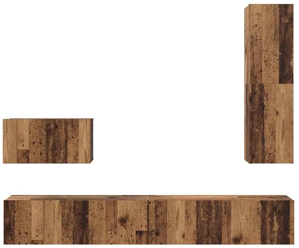 Conjunto de Estantes para TV 4 pcs Madeira antiga Médio