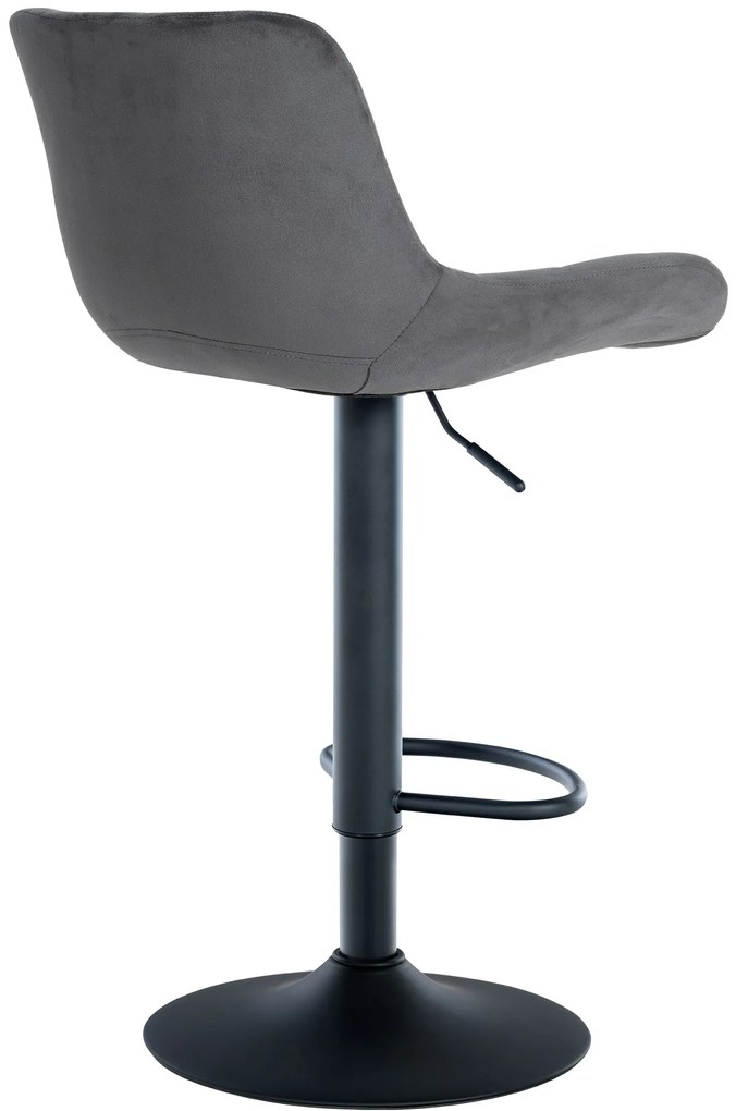 Conjunto de 2 bancos de bar Tover em veludo com estrutura preta 48 x 81-105 x 54 cm Cinzento escuro