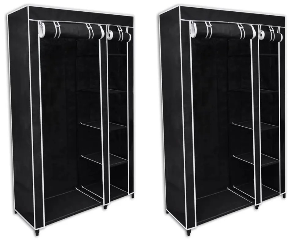 60720 vidaXL Roupeiros de tecido 2 pcs preto
