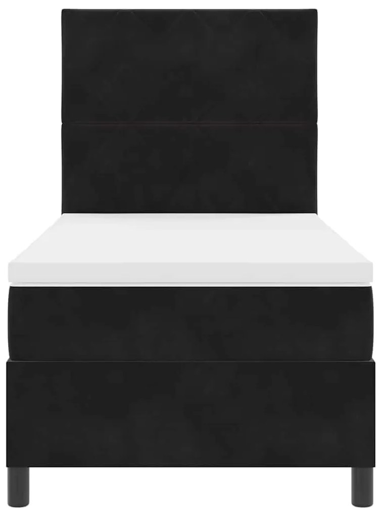 Cama Box com Colchão e LED preto 90x190 cm veludo