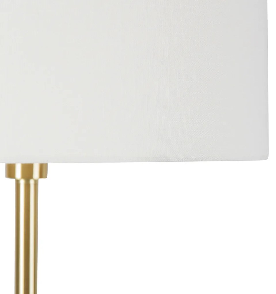 Luminária de pé latão com abajur branco 50 cm - Simplo Design,Moderno
