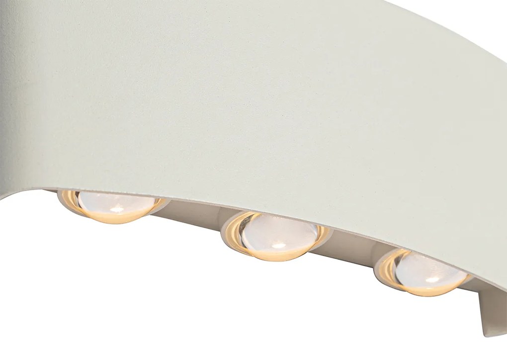 Candeeiro de parede exterior branco com LED 6 luzes IP54 - Silly Moderno