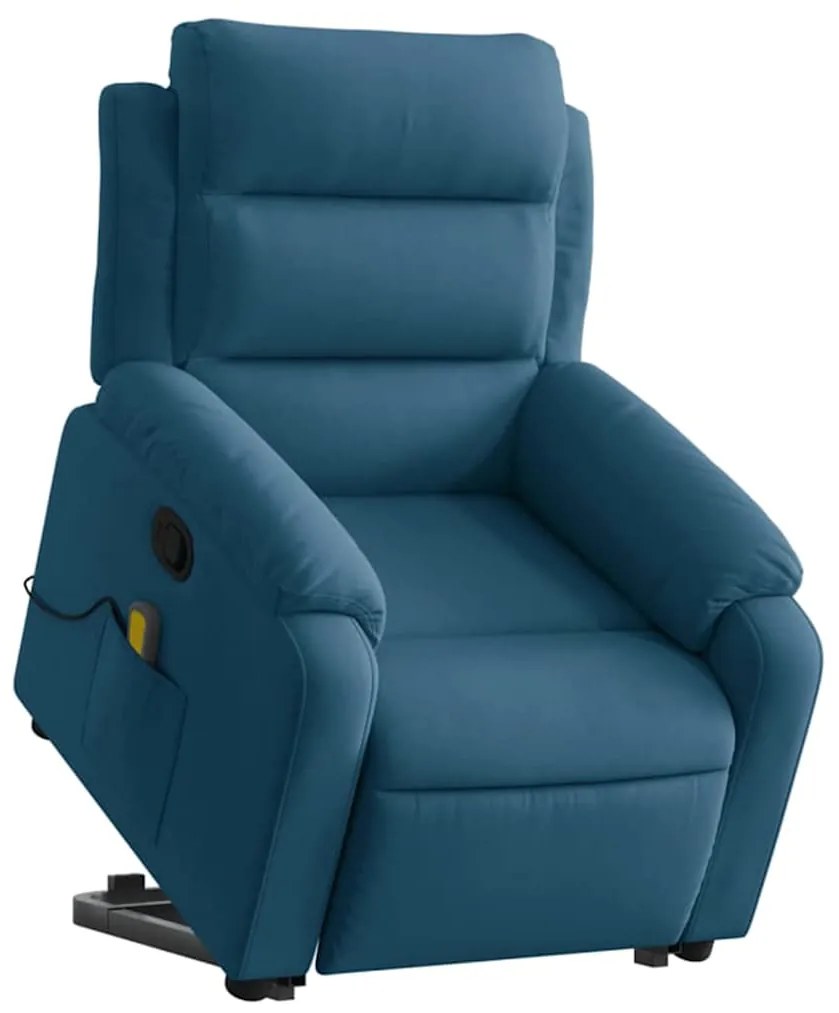 Poltrona elevatória de massagens veludo azul