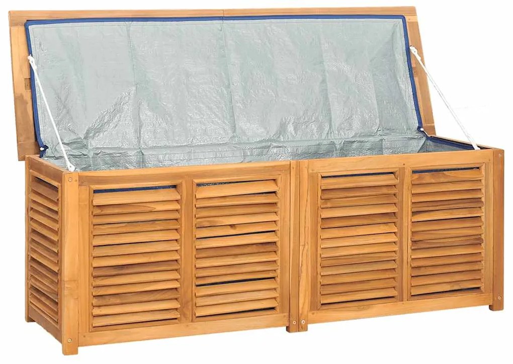 Caixa de arrumação para jardim com saco 150x50x55cm teca maciça
