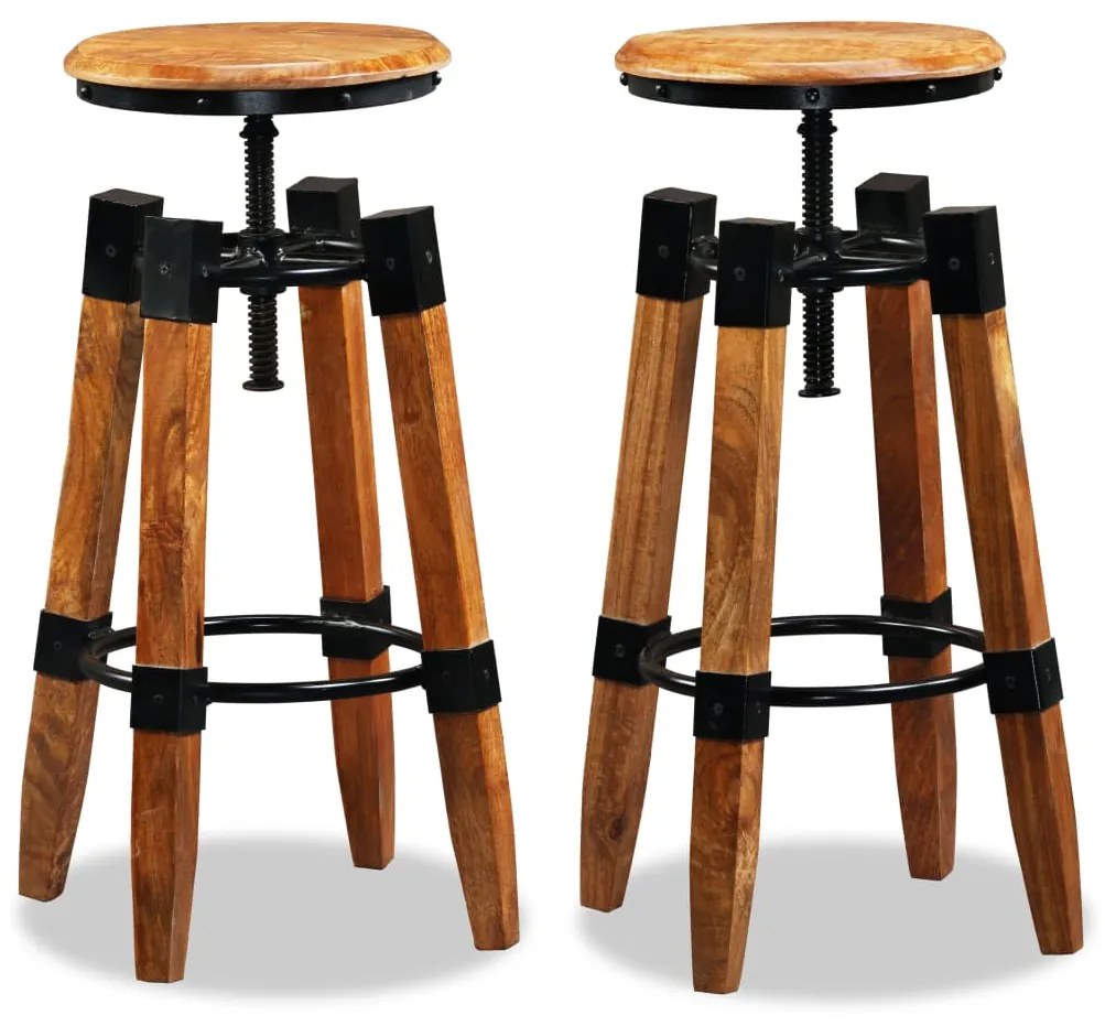 vidaXL Bancos de bar 2 pcs madeira de mangueira maciça