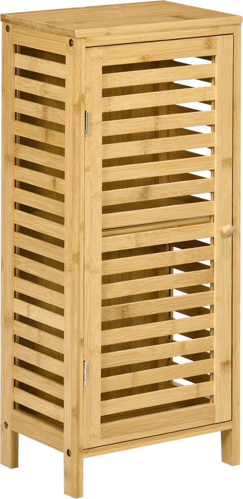 Armário Auxiliar Casa de Banho de Bambu Armário Casa de Banho com Prateleiras Ajustáveis Anti-Tombo 30x19,9x70 cm Madeira