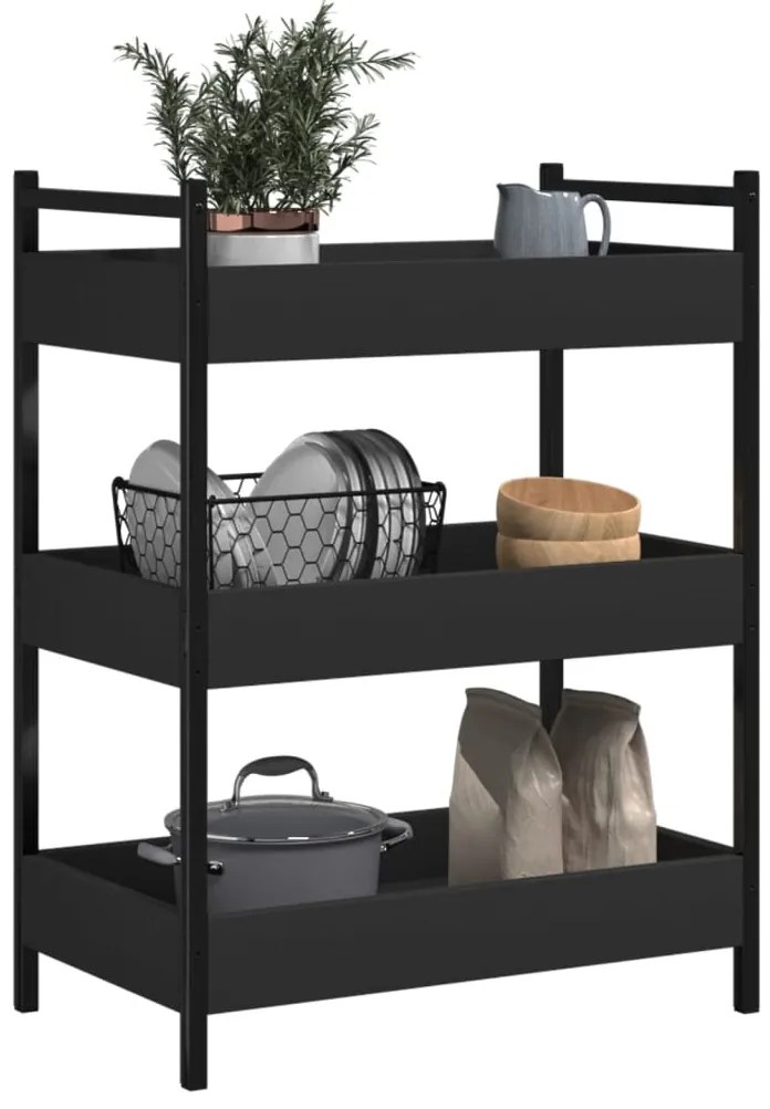 Carrinho de cozinha 50x30x70 cm derivados de madeira preto