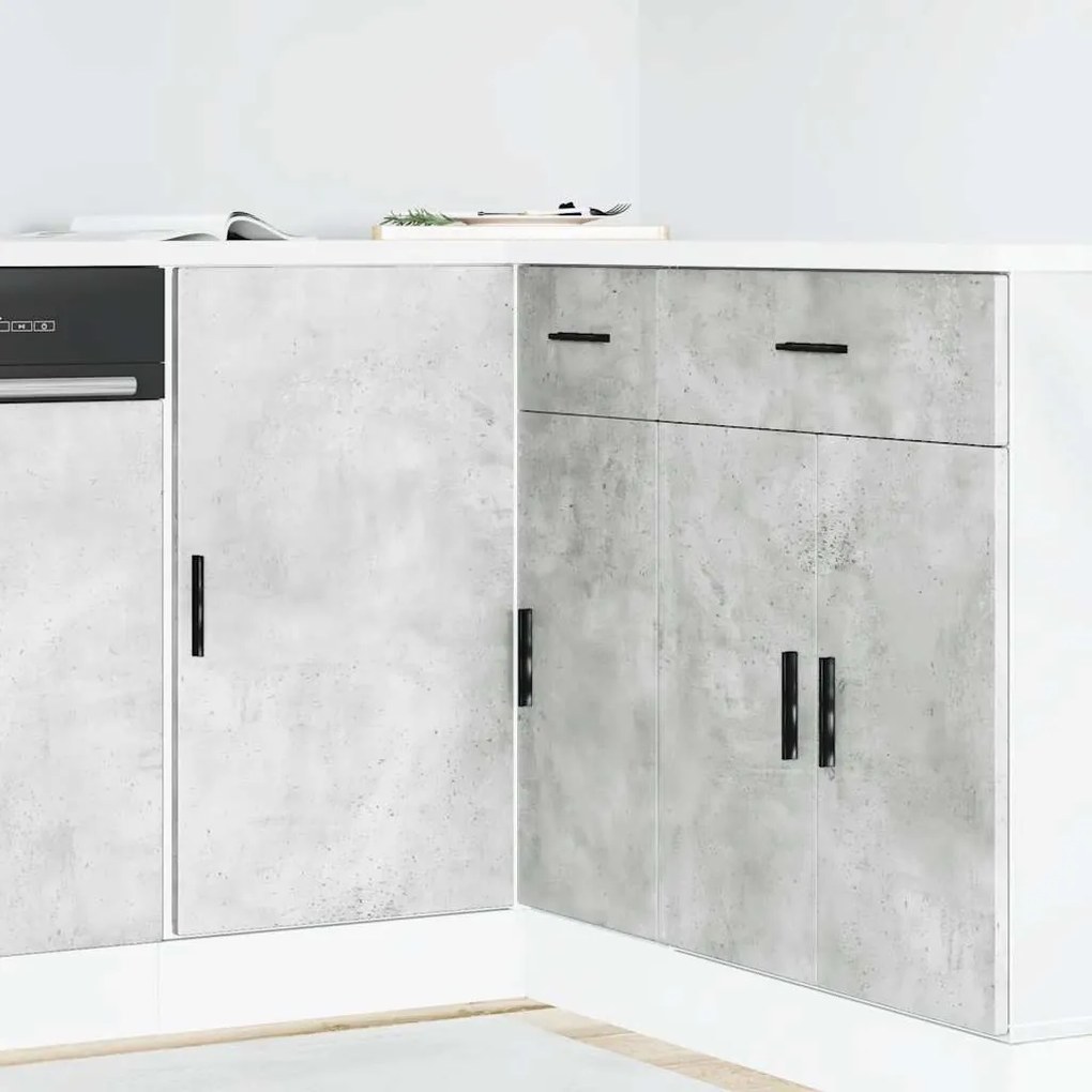 vidaXL Armário de cozinha inferior “Lyon” derivados madeira cinza cimento