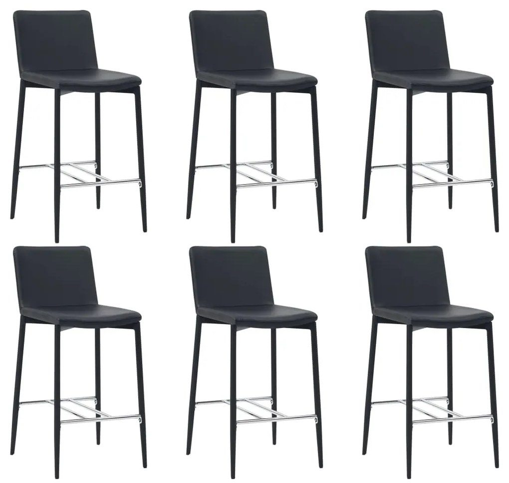vidaXL Bancos de bar 6 pcs couro artificial preto