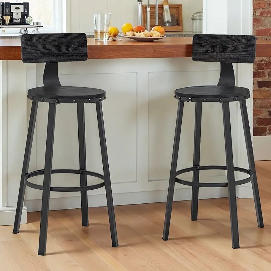 Conjunto de 2 bancos altos de bar Ø54 x 99 cm Preto