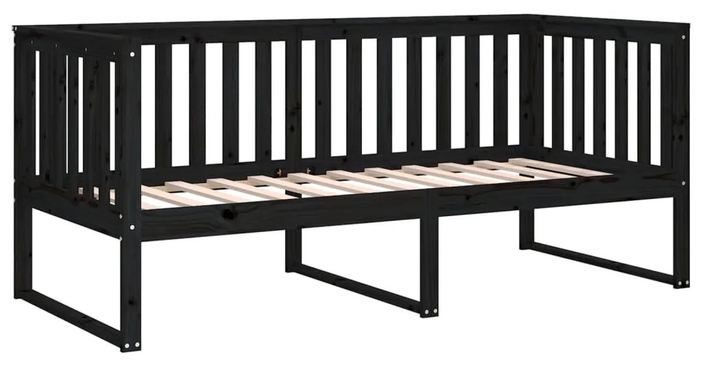 Sofá-cama 90x190 cm madeira de pinho maciça preto