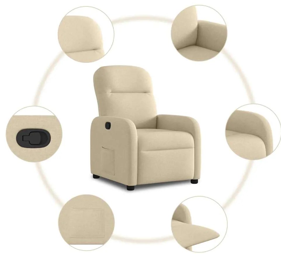 Poltrona reclinável tecido cor creme