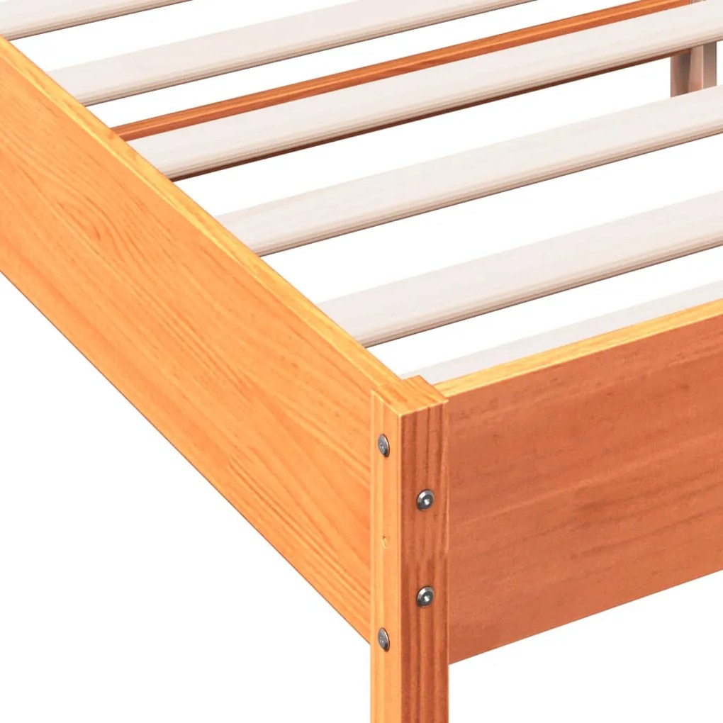 Cama sem colchão 140x190 cm pinho maciço castanho-mel