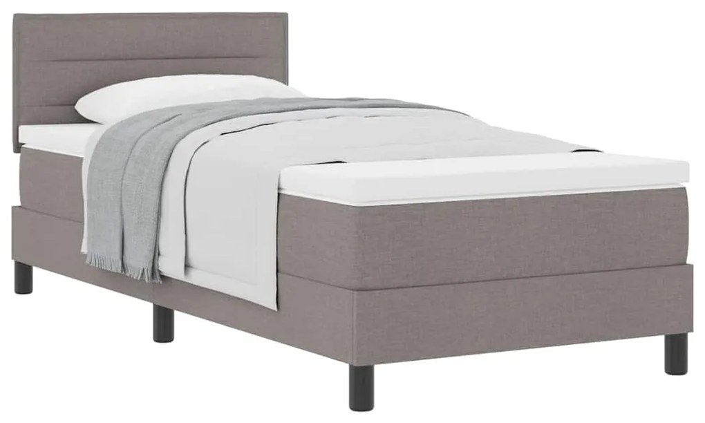 Camas Box Spring com Colchão Taupe 80x200 cm em Tecido