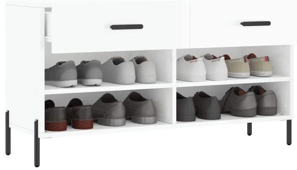 Banco sapateira 102x35x55 cm derivados madeira branco brilhante