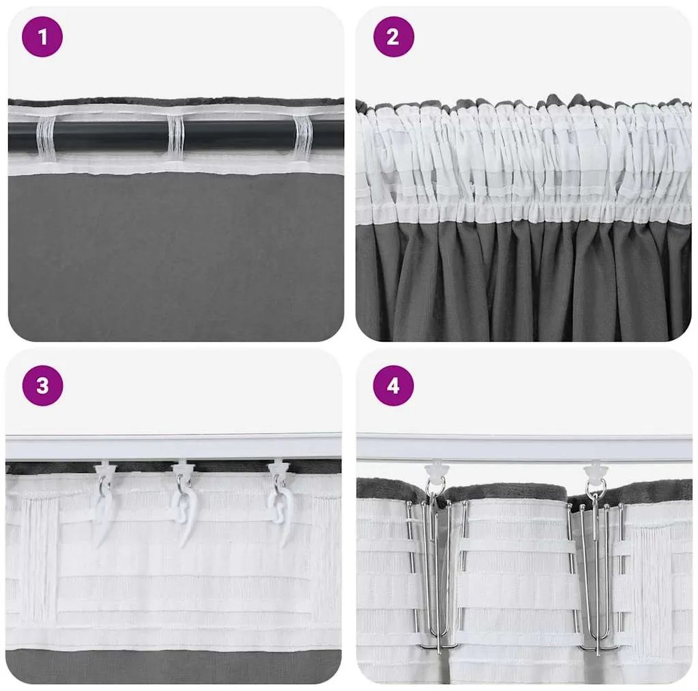 Cortinas de Veludo 2 pcs com Ilhós Cinza 245x140 cm