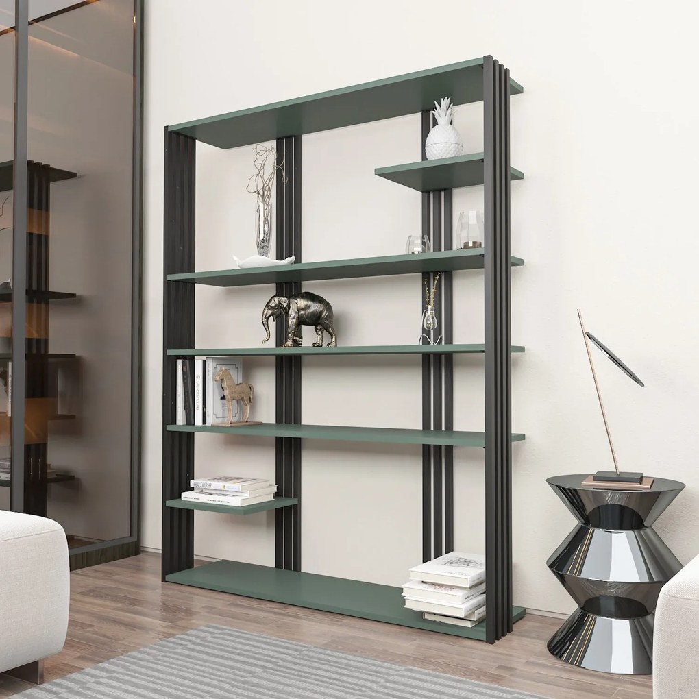 Estante Jenny – Verde/Preto – 120x160x29,6 cm